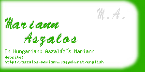 mariann aszalos business card